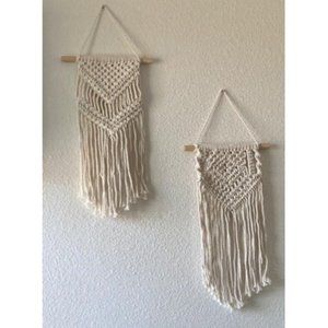 2 Pcs Macrame Wall Hanging Small Woven Tapestry Wall Art Decor